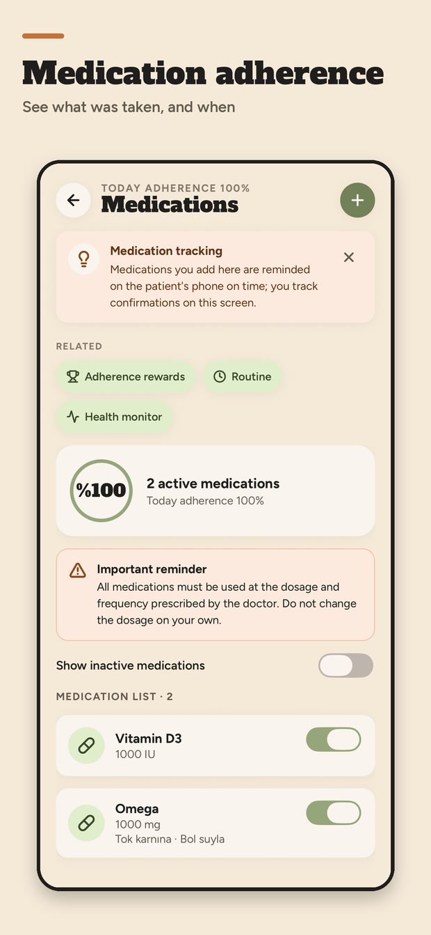 WellFamily medication tracking: reminders and weekly adherence